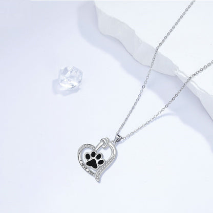 Heart-shaped Dog Paw Print Necklace