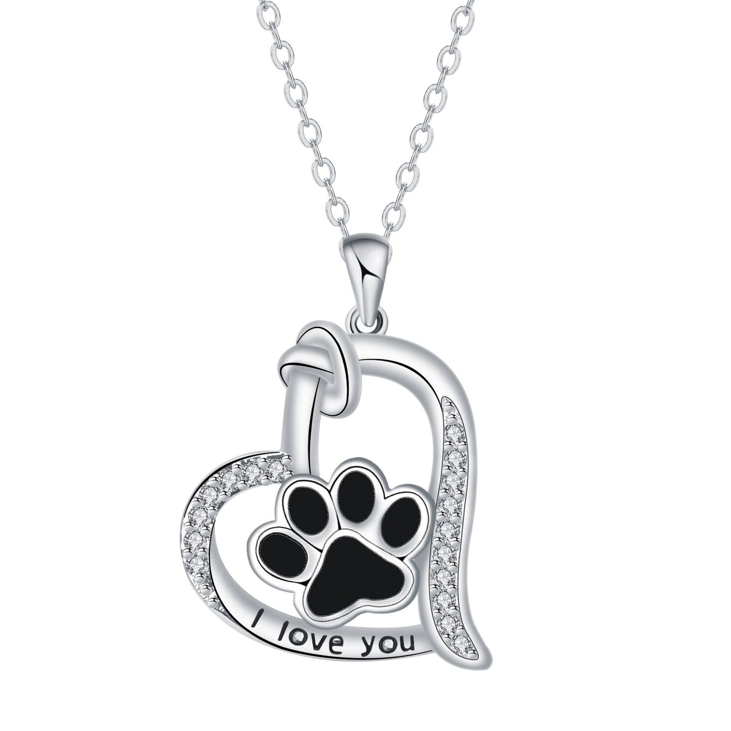 Heart-shaped Dog Paw Print Necklace