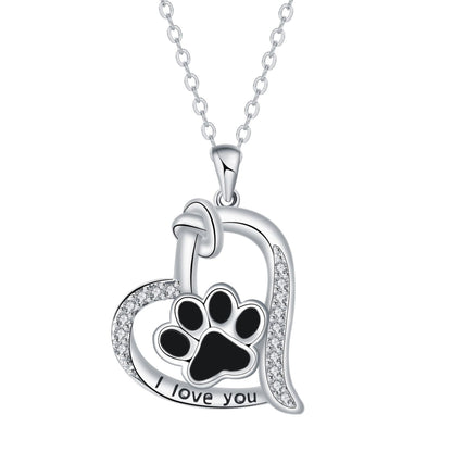 Heart-shaped Dog Paw Print Necklace
