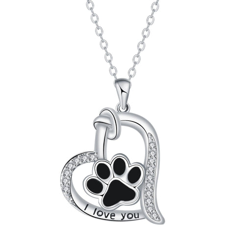 Heart-shaped Dog Paw Print Necklace