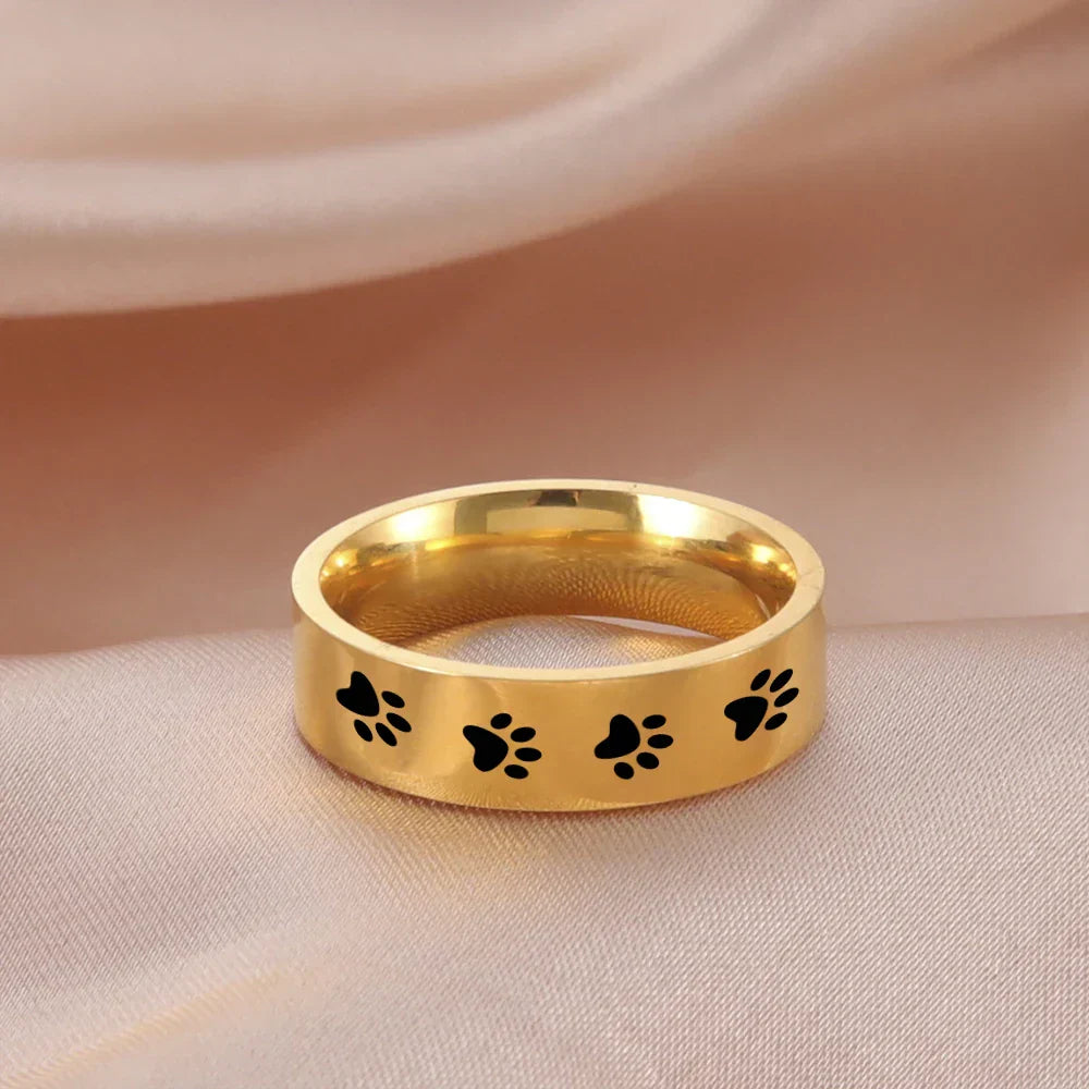 Paw Print Ring in Stainless Steel
