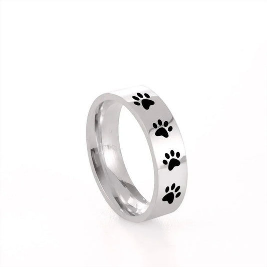 Paw Print Ring in Stainless Steel