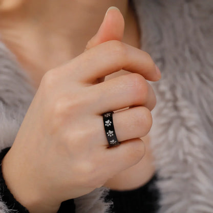 Paw Print Ring in Stainless Steel