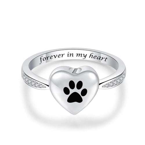 Love Heart Paw Print Urn Ring