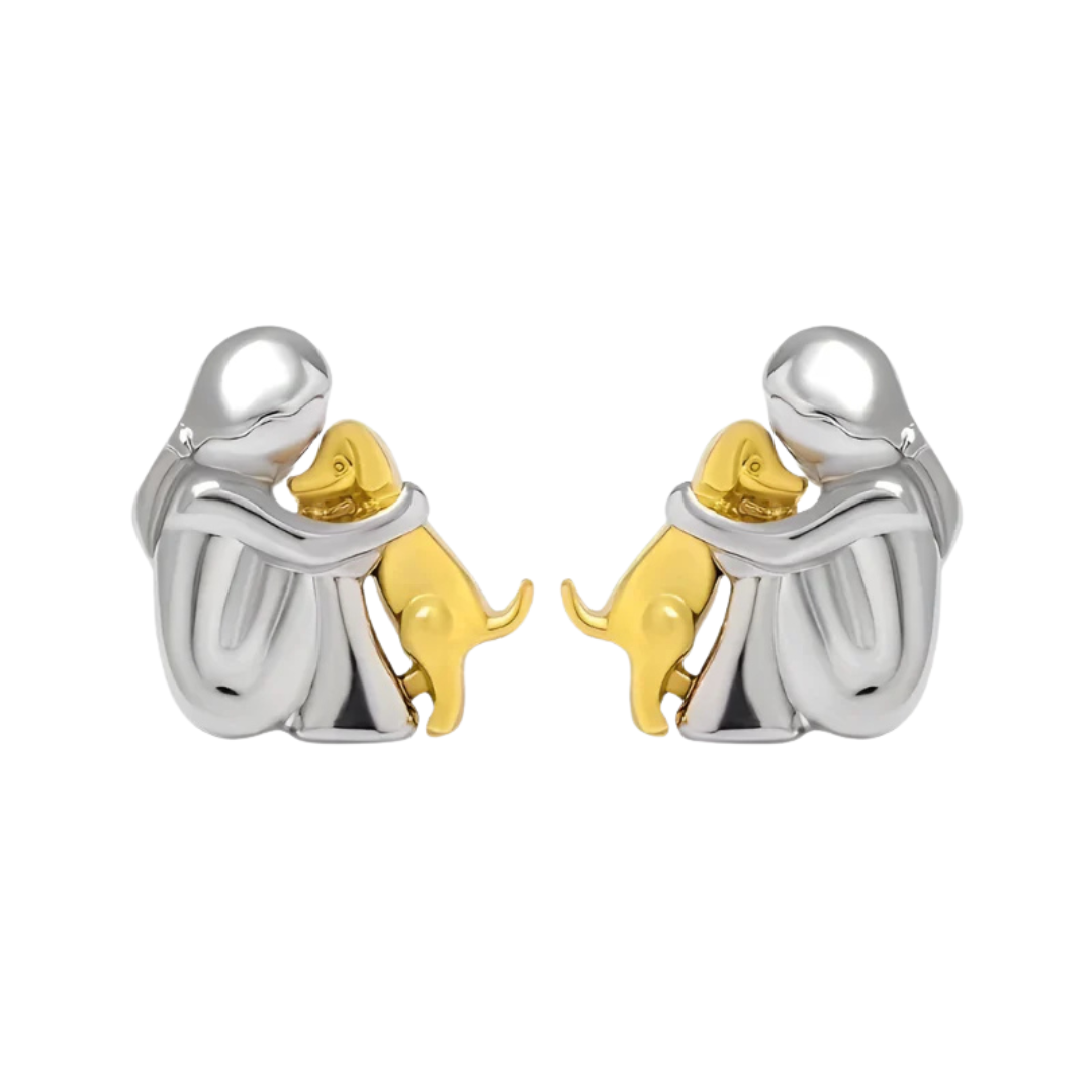 Silver/Gold Two-Tone Hug Earrings