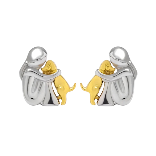 Silver/Gold Two-Tone Hug Earrings