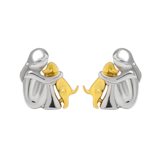 Silver/Gold Two-Tone Hug Earrings