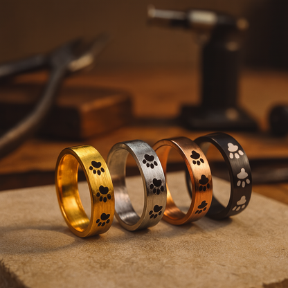 Paw Print Ring in Stainless Steel