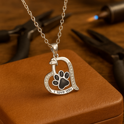 Heart-shaped Dog Paw Print Necklace